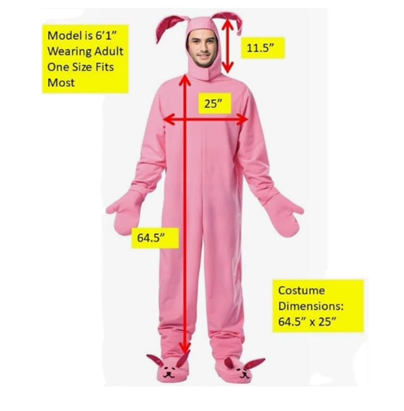 Bunny Pink Nightmare PJs - Christmas Story - Costume - Adult - One Size