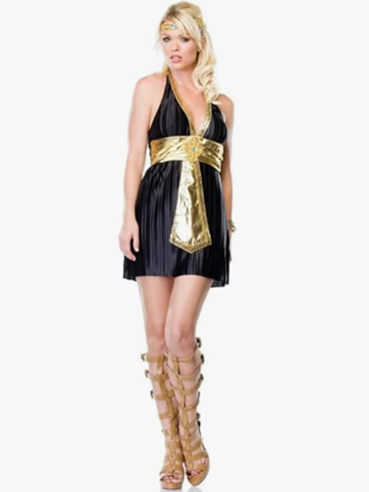 Cleopatra - Egyptian - Toga - Black/Gold - Costume - Adult - 2 Sizes