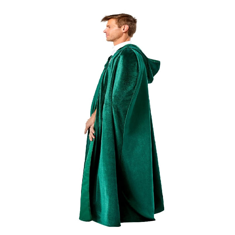 Velvety Green Traitor Hooded Cape - Renaissance - Medieval - Deluxe Costume