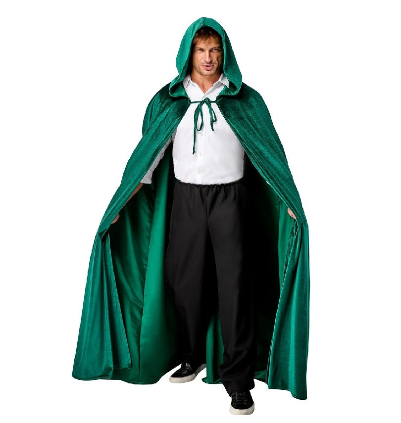 Velvety Green Traitor Hooded Cape - Renaissance - Medieval - Deluxe Costume
