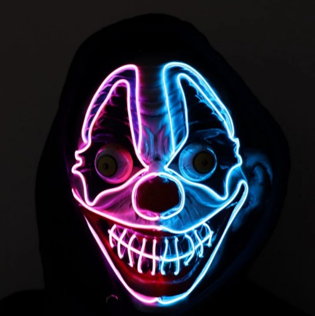 Light-Up Evil Clown Purge Mask - Costume Accessory - Teen Adult - 4 Colors