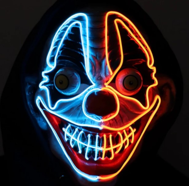 Light-Up Evil Clown Purge Mask - Costume Accessory - Teen Adult - 4 Colors