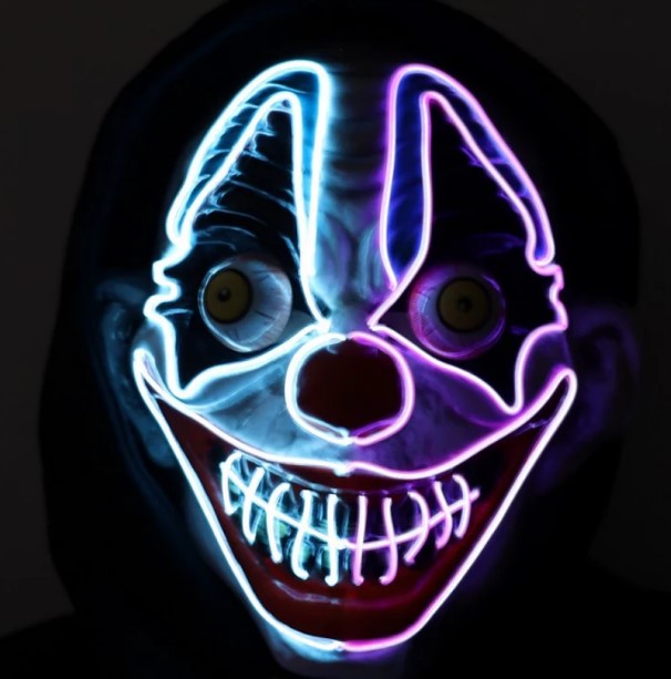 Light-Up Evil Clown Purge Mask - Costume Accessory - Teen Adult - 4 Colors