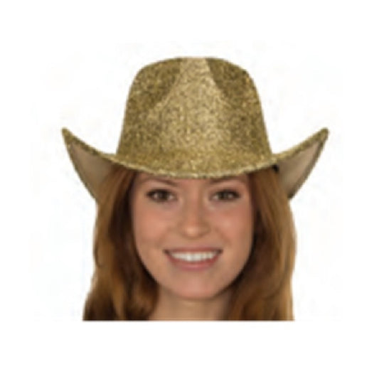 Cowboy Cowgirl Hat - Gold Glitter - Mardi Gras - Costume Accessory