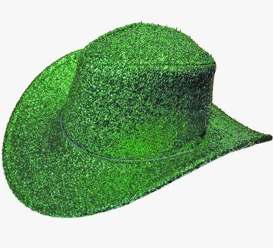 Sombrero de Vaquera Vaquera - Brillo Verde - Día de San Patricio - Accesorio para Disfraz