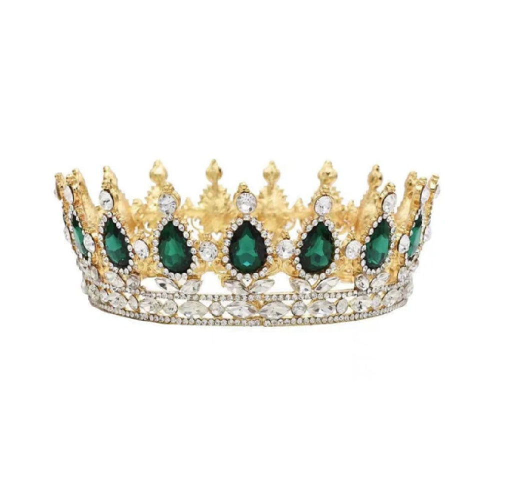 Crown - King Queen - Gold/Green - Costume Accessories - Adult