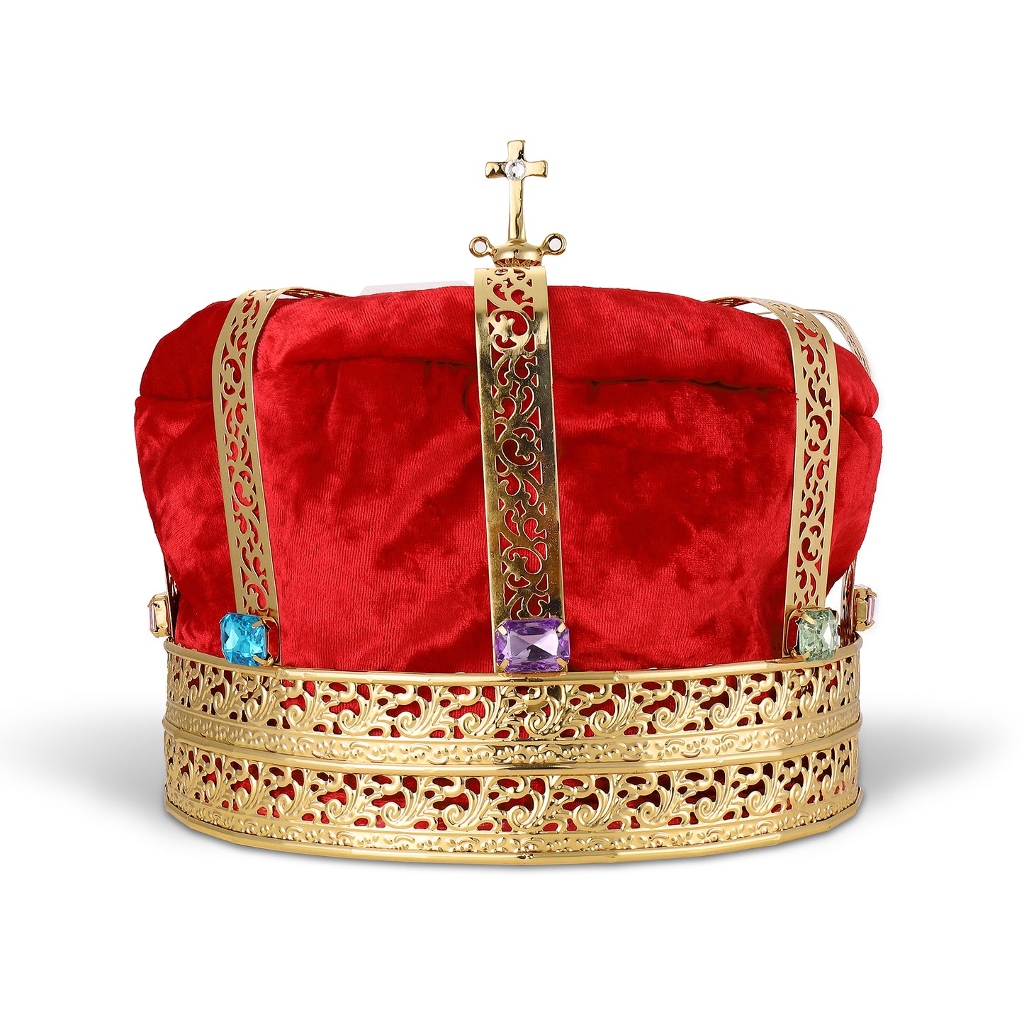 Crown - King Queen - Red or Purple Felt Fabric - Costume Accessory - One Size