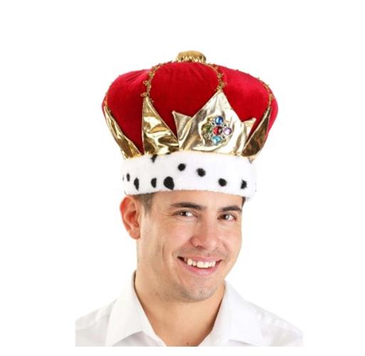King Queen Crown - Soft Velvet - Dark Red - Costume Accessory - One Size