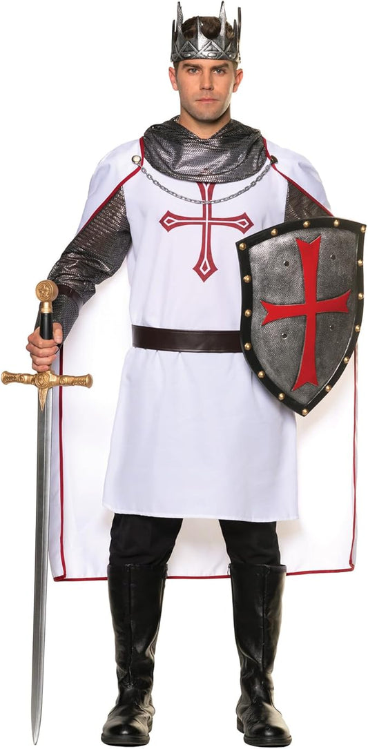 Crusader Knight Tunic - Medieval - White/Red - Costume - Men - 2 Sizes