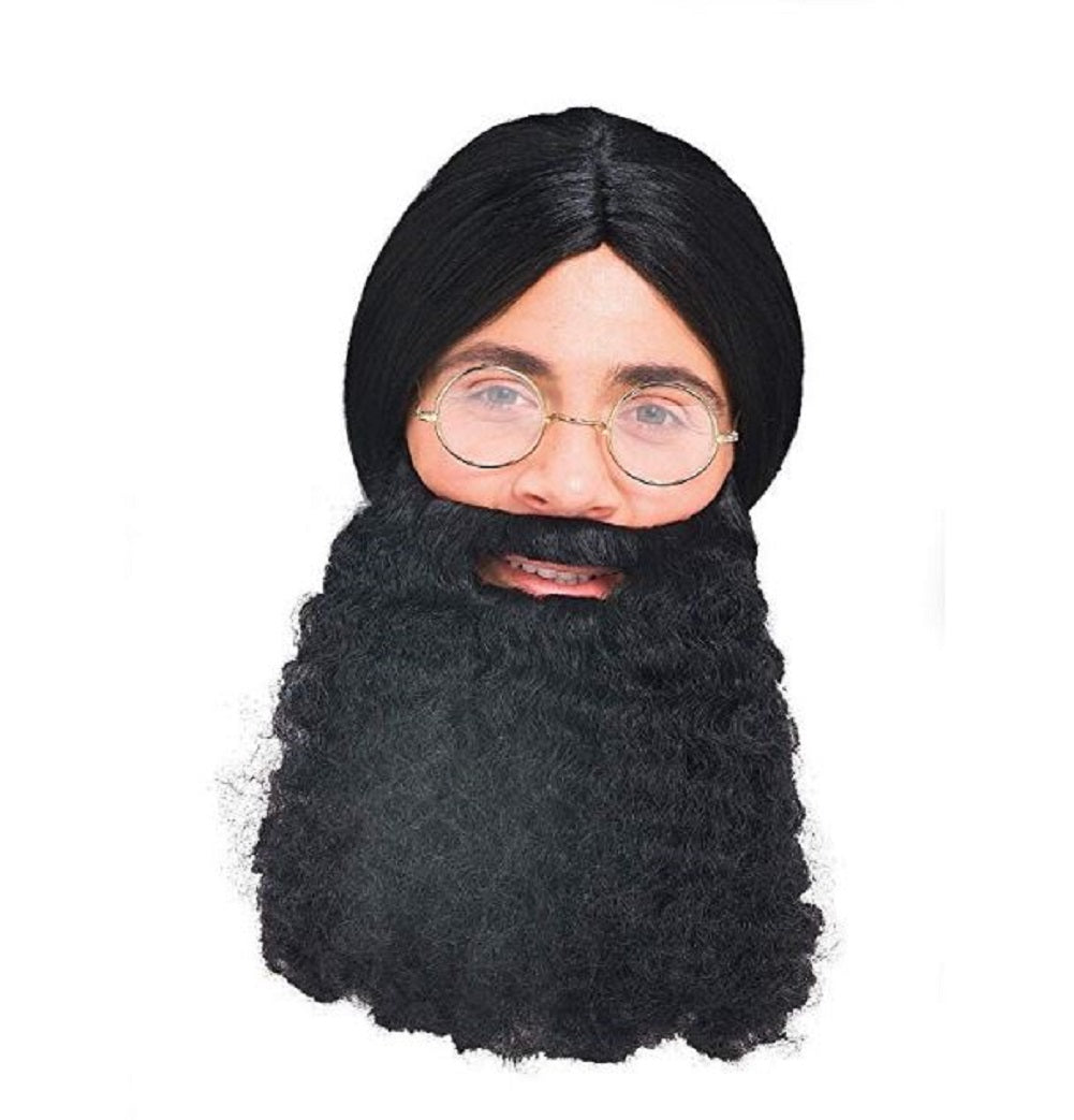 Curly Beard with Moustache - Hippie - Jesus - Costume Accessory - 2 Colors