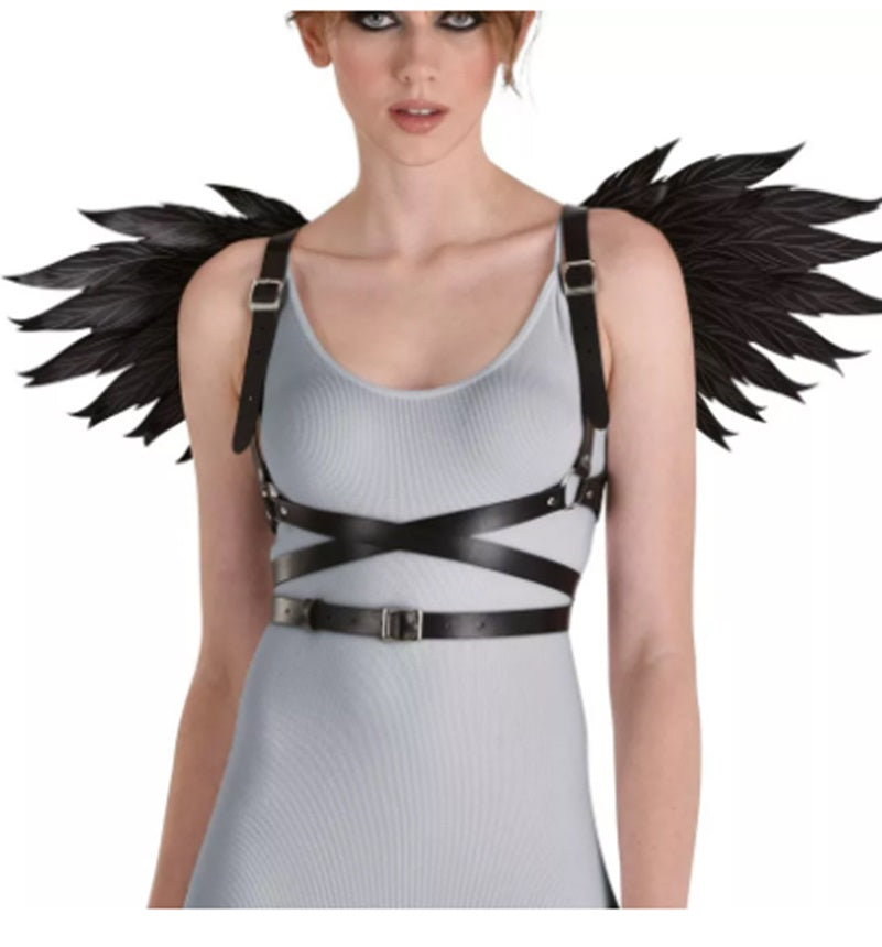 Dark Angel Wings Harness - Printed Details - Costume Accessory - Adult Teen