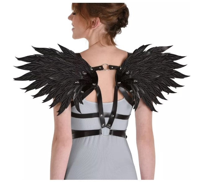 Dark Angel Wings Harness - Printed Details - Costume Accessory - Adult Teen