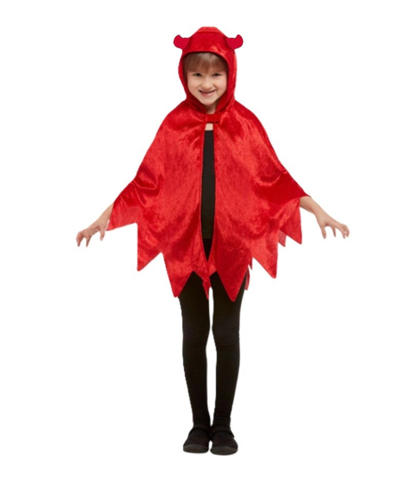 Red Devil Cape with Horns - 30" Long - Costume - Toddler - Small Child Size