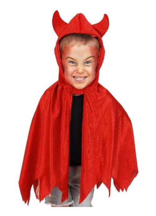 Red Devil Cape with Horns - 30" Long - Costume - Toddler - Small Child Size