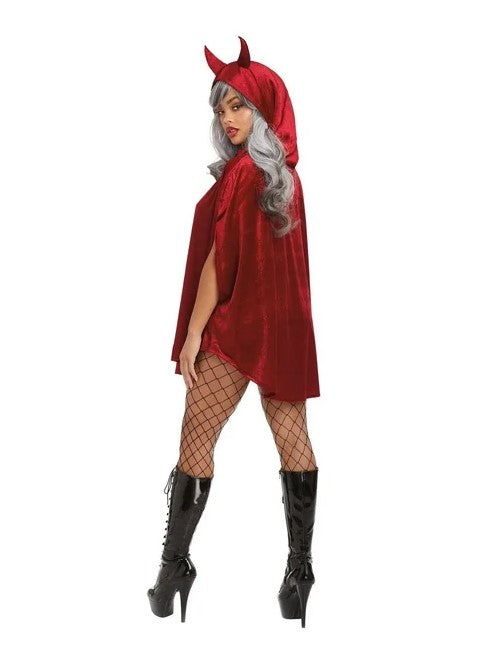 Poncho Diablo - Hell Yeah - Rojo - Cuernos - Halloween - Disfraz - Mujer - Talla Única