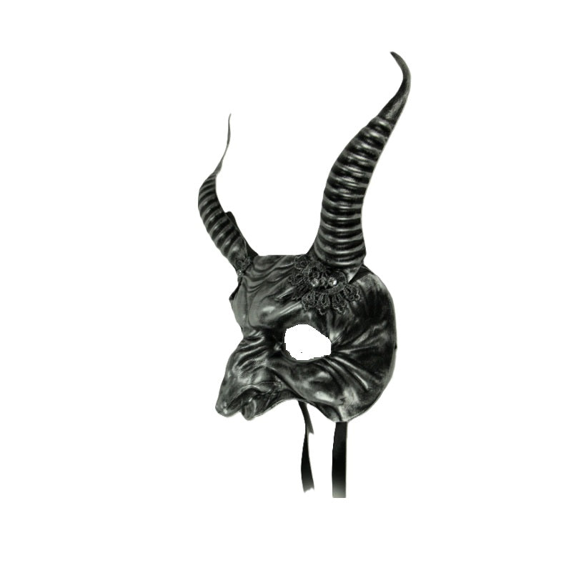 Black/Silver Devil Half Mask - Horns - Costume Accessory - One Size