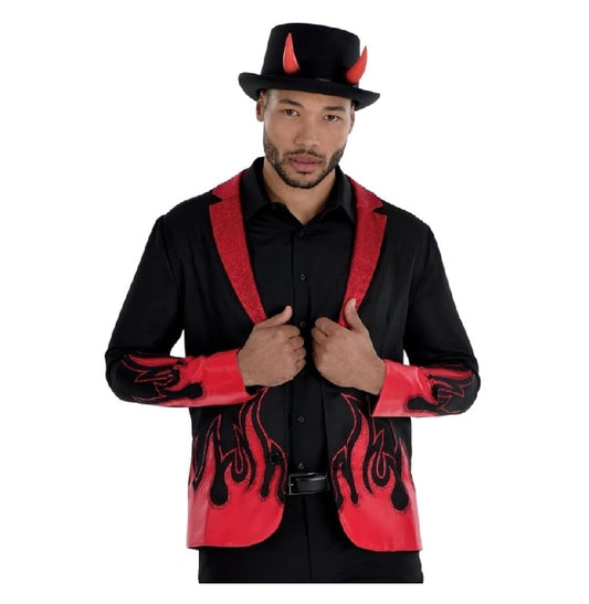 Devil Top Hat with Horns - Costume Accessory - One Size
