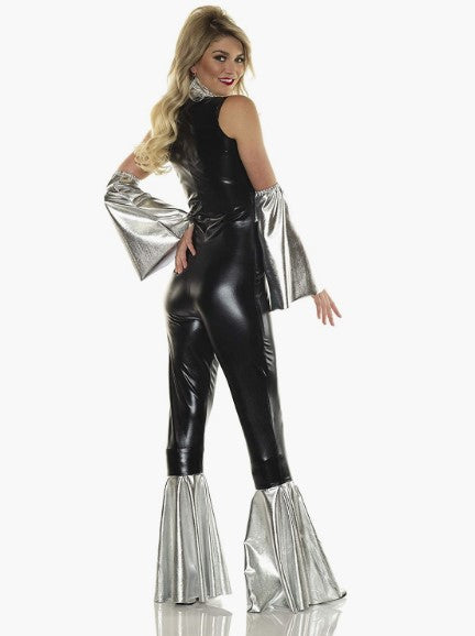 Disco Honey Jumpsuit - Black/Silver - 1970's - Costume - Adult - Small