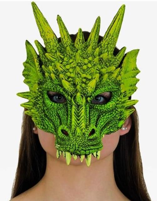 Dragon Half Mask - Soft Latex - Red | Green - Costume Accessory - One Size