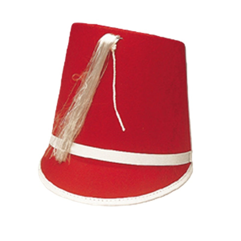 Red/White Drum Major Hat - Costume Accessory - *Slight Color Defect*