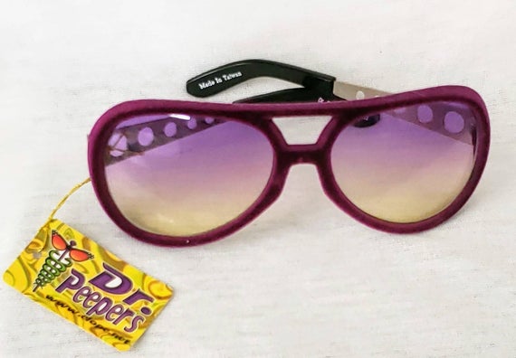 Gafas de sol de aviador Elvis - Plástico - Terciopelo morado - Accesorio de disfraz - Adulto