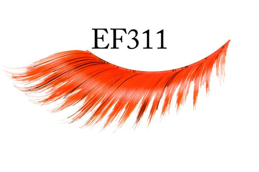 Eyelashes - Feathered - Devil - Red/Black - Rhinestones - Costume Accessory