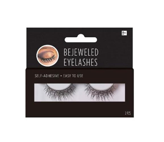 Bejeweled Eyelashes - Long - Black - Cosplay Costume Accessory