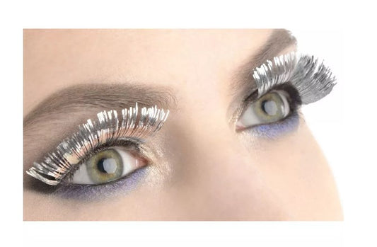 Silver Tinsel Eyelashes - Angel - 20's - Costume Accessories - Adult