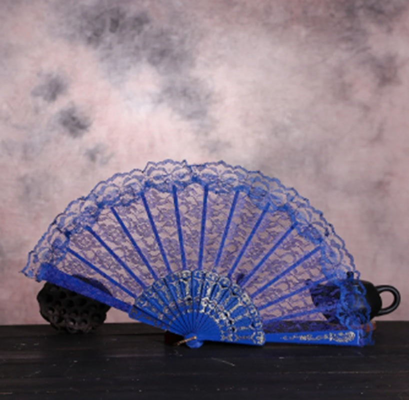 Folding Lace Fan - Plastic - 9" - Costume Accessory Prop - 4 Colors