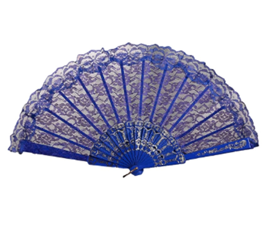Folding Lace Fan - Plastic - 9" - Costume Accessory Prop - 4 Colors