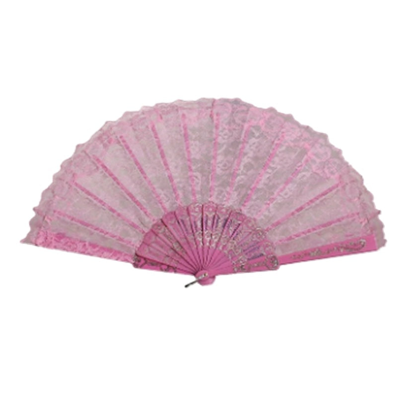 Folding Lace Fan - Plastic - 9" - Costume Accessory Prop - 4 Colors