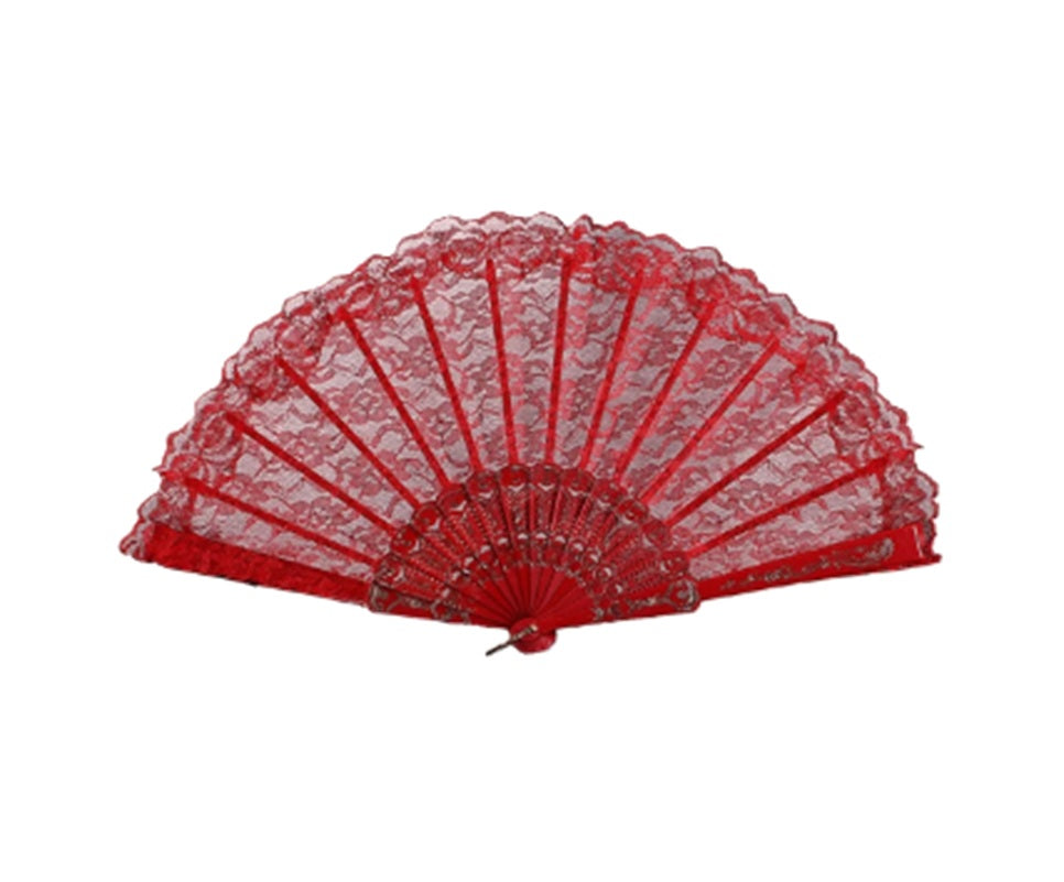 Folding Lace Fan - Plastic - 9" - Costume Accessory Prop - 4 Colors