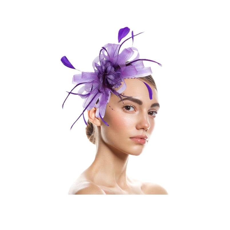 Feather Fascinator - Blue or Purple - 20's - Costume Accessory - One Size