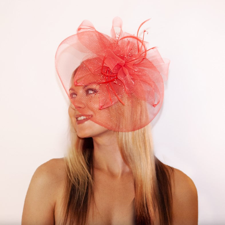 Fascinator - Salmon Pink - Derby - 20's - Costume Accessory - Teen Adult