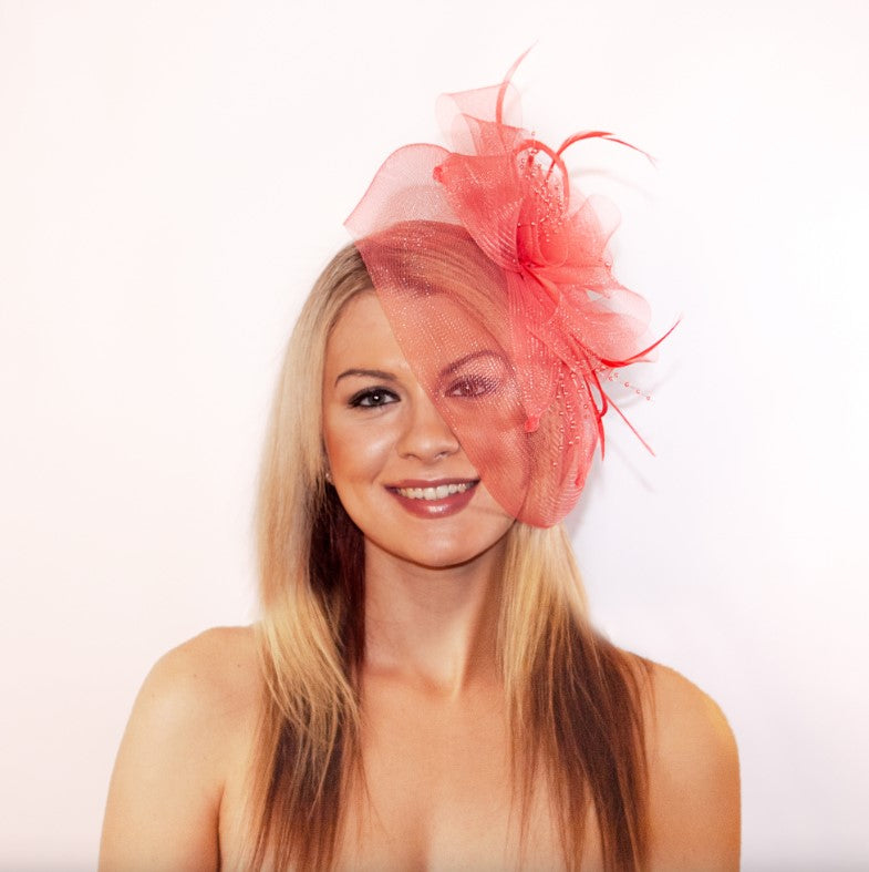 Fascinator - Salmon Pink - Derby - 20's - Costume Accessory - Teen Adult