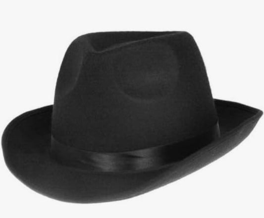 Black Fedora - Black Band - Gangster - 1920's - Costume Accessory - Adult