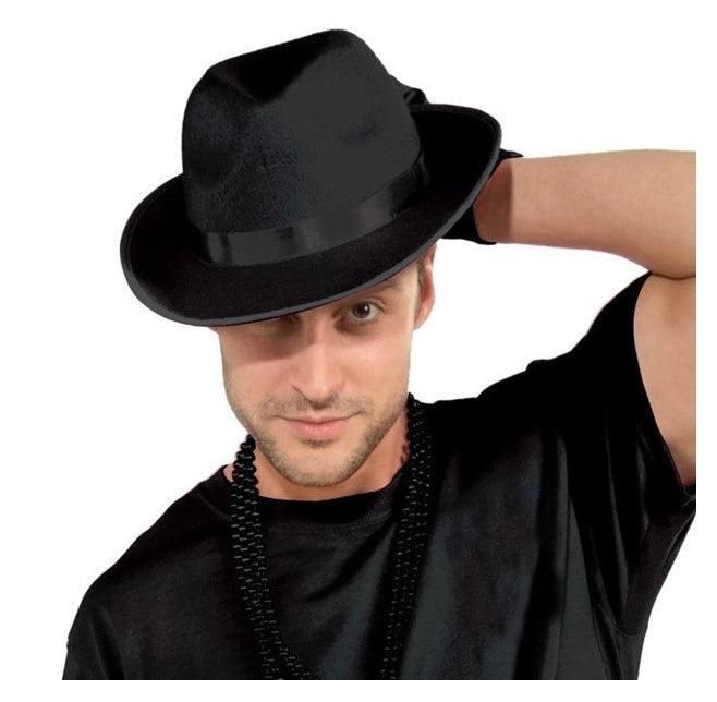 Black Fedora - Gangster - Soft Felt - 1920's - Deluxe Costume Accessory - Adult