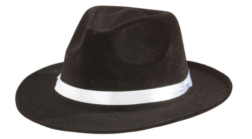 Fedora-Hut – Schwarz/Weiß – 1920er – 1980er – Kostümzubehör – Erwachsener Teenager