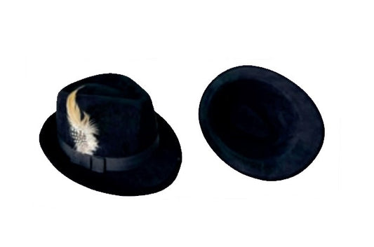 Black Fedora - Gangster - Feather - 20's - Deluxe Costume Accessory - One Size