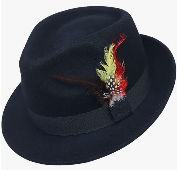 Black Fedora - Gangster - Feather - 1920's - Deluxe Costume Accessory - Adult