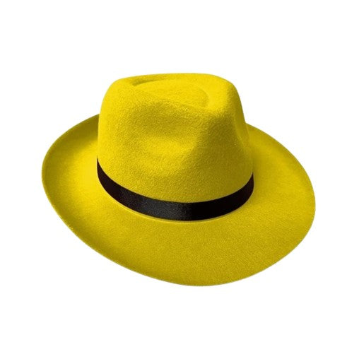 Yellow Fedora - Black Band - Movies - Costume Accessory - One Size