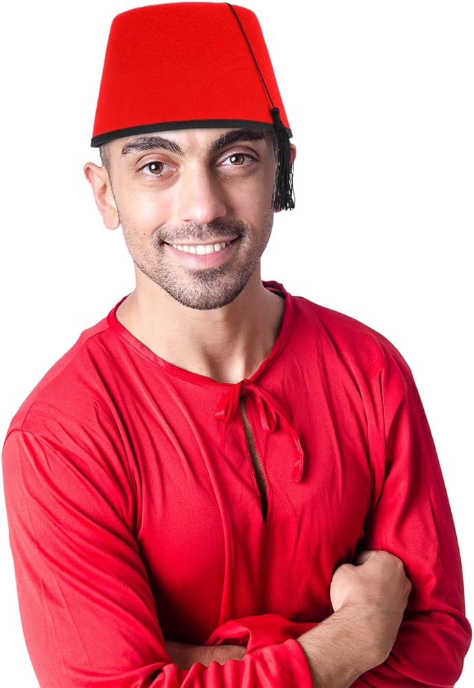 Red Fez - Black Tassel & Trim- Dr Who Aladdin - Costume Accessory - One Size