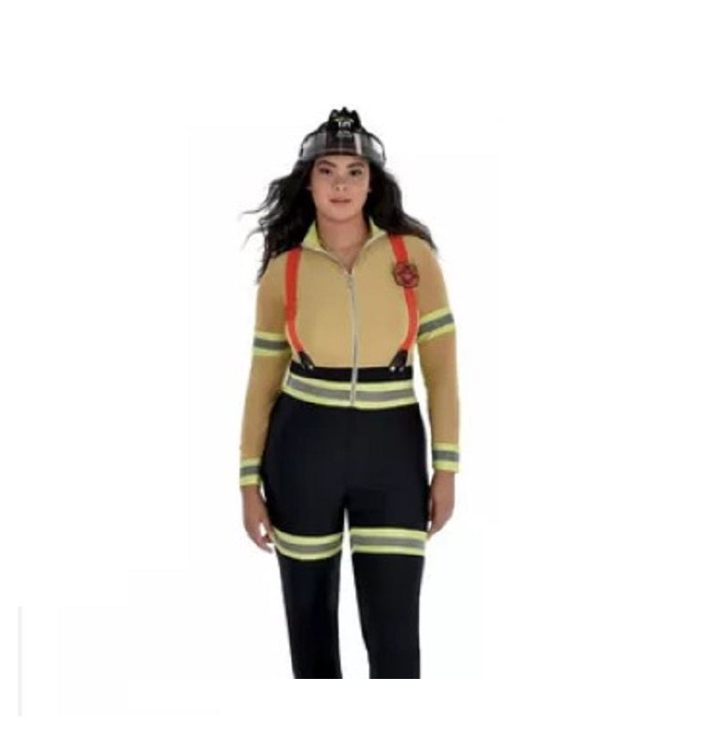 Fire Fighter Helmet - Black/Yellow - Plastic - Costume Accessory - One Size