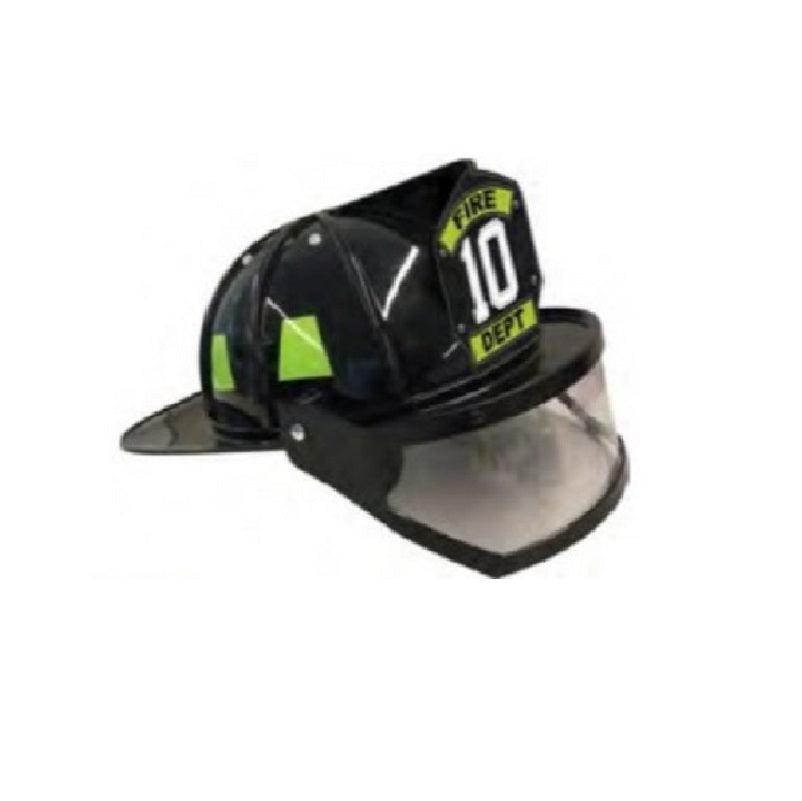 Fire Fighter Helmet - Black/Yellow - Plastic - Costume Accessory - One Size