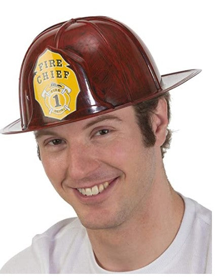 Fire Chief Hat - Fire Fighter - Red/Black - Plastic - Costume Accessory - Adult