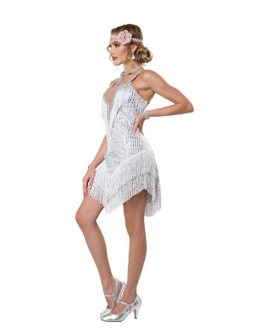 All that Jazz Flapper - Roaring 20's - Blanco/Plata - Disfraz - Mujer - 3 tallas