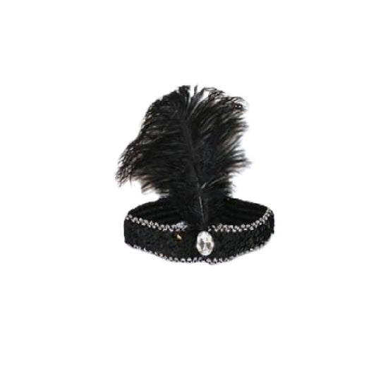 1920's Black/Silver Flapper Headpiece - Costume Accessory - One Size