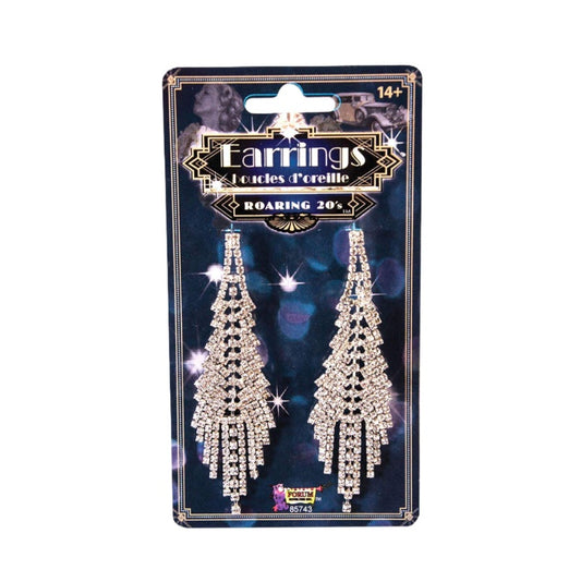 1920's Flapper Chandelier Earrings - Rhinestone - Costume Accessories