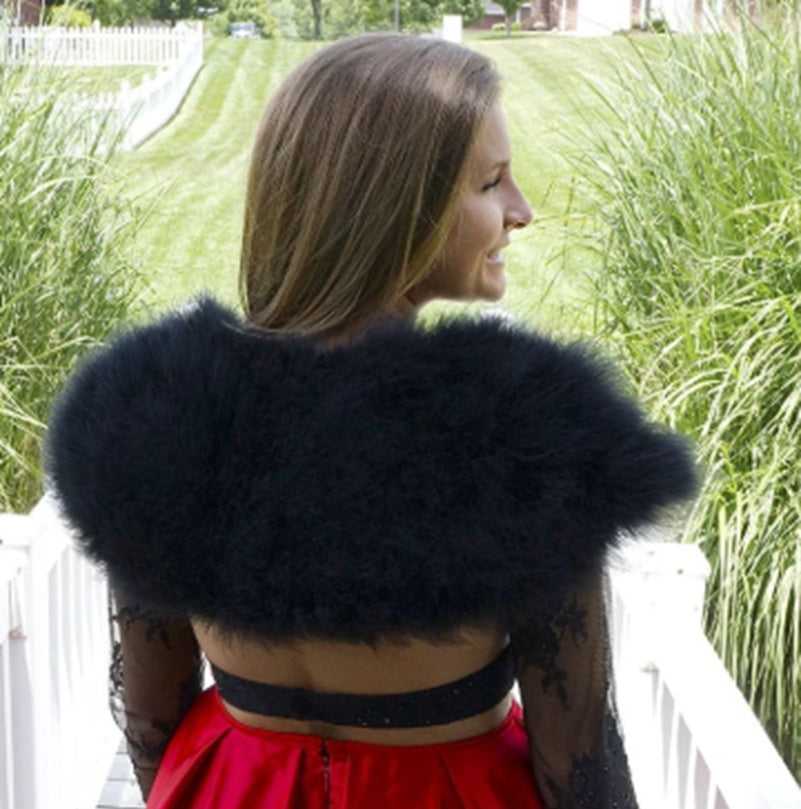Marabou Shawl Capelet - Black or White - 1920's - 1970's - Costume Accessory