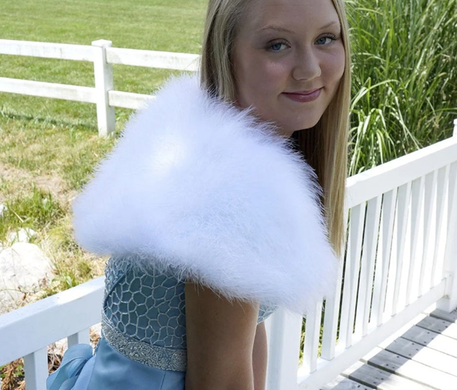 Marabou Shawl Capelet - Black or White - 1920's - 1970's - Costume Accessory